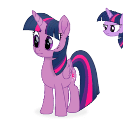 Size: 400x400 | Tagged: safe, artist:tiredbrony, twilight sparkle, alicorn, pony, g4, my little pony: the movie, animated, comparison, cute, female, gif, movie accurate, self ponidox, simple background, transparent background, twiabetes, twilight sparkle (alicorn), unamused, unimpressed