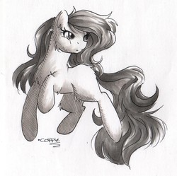 Size: 1339x1332 | Tagged: safe, artist:coffytacotuesday, oc, oc only, earth pony, pony, female, mare, monochrome, sketch, solo, traditional art