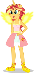 Size: 7325x15469 | Tagged: safe, artist:sugar-loop, sunset shimmer, equestria girls, g4, absurd resolution, artificial wings, augmented, casual, clothes, daydream shimmer, dress, female, magic, magic wings, ponied up, simple background, sleeveless, solo, transparent background, wings