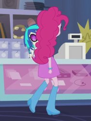 Size: 1536x2048 | Tagged: safe, dj pon-3, pinkie pie, vinyl scratch, equestria girls, g4, guitar centered, my little pony equestria girls: rainbow rocks, cash register, duo, female, rear view, sunglasses