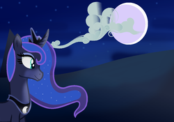 Size: 1068x747 | Tagged: safe, artist:flower-horse, princess luna, pony, g4, cloud, female, moon, shading, solo