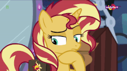 Size: 600x338 | Tagged: safe, screencap, sunset shimmer, pony, unicorn, equestria girls, equestria girls specials, g4, my little pony equestria girls: mirror magic, animated, blinking, female, gif, solo, thinking