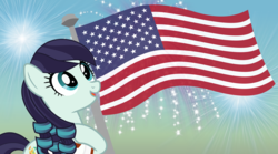 Size: 3539x1962 | Tagged: safe, artist:jhayarr23, coloratura, earth pony, pony, g4, 4th of july, american flag, american independence day, female, fireworks, flag pole, flag waving, holiday, independence day, solo, starry eyes, united states, wingding eyes