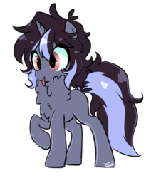 Size: 2602x2879 | Tagged: safe, artist:silverknight27, oc, oc only, oc:salem starflower, pony, unicorn, colt, fluffy, high res, male, neck fluff, offspring, parent:oc:aeon of dreams, parent:oc:silver rose, raised hoof, simple background, solo, tongue out, transparent background