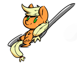 Size: 891x754 | Tagged: safe, artist:luxaestas, artist:tg1117, applejack, earth pony, pony, g4, appletini, appul, collaboration, female, horse spooning meme, meme, simple background, solo, spoon, tiny ponies, transparent background
