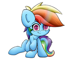 Size: 3601x3000 | Tagged: safe, artist:machstyle, rainbow dash, pegasus, pony, g4, colored pupils, female, high res, looking at you, mare, simple background, sitting, smiling, solo, white background
