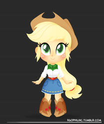 Size: 790x946 | Tagged: safe, artist:egophiliac, applejack, equestria girls, g4, chibi, cute, female, jackabetes, solo