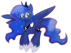 Size: 1024x763 | Tagged: safe, artist:rainbowkittyy, princess luna, alicorn, pony, g4, female, jewelry, mare, regalia, simple background, smiling, solo, spread wings, transparent background, wings