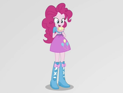 Size: 2048x1536 | Tagged: safe, screencap, pinkie pie, equestria girls, equestria girls specials, g4, mirror magic, balloon, boots, bracelet, clothes, cute, female, food, high heel boots, jewelry, mirror world, open mouth, popcorn, skirt, solo