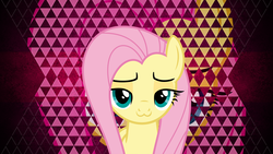 Size: 1920x1080 | Tagged: safe, artist:laszlvfx, artist:magister39, edit, fluttershy, pegasus, pony, g4, :3, bedroom eyes, female, looking at you, mare, seductive, smiling, solo, vector, wallpaper, wallpaper edit