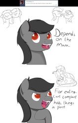 Size: 1280x2028 | Tagged: safe, artist:hartenas, oc, oc only, oc:coil, lamia, original species, snake pony, ask, butt, comic, fangs, fetish, kissing, plot, tumblr, vore