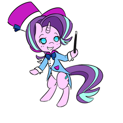 Size: 512x512 | Tagged: safe, artist:grim ponka, starlight glimmer, pony, g4, female, hat, simple background, solo, wand, white background