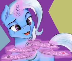 Size: 1997x1698 | Tagged: safe, artist:php117, artist:scrap-lord, color edit, edit, trixie, pony, unicorn, g4, card, collaboration, colored, female, levitation, magic, mare, solo, telekinesis