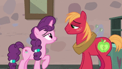 Size: 1920x1080 | Tagged: safe, screencap, big macintosh, sugar belle, earth pony, pony, unicorn, g4, hard to say anything, adventure in the comments, animated, bedroom eyes, blushing, boop, duo, eyes closed, female, good end, male, mare, no sound, noseboop, ship:sugarmac, shipping, stallion, straight, walls of comments, webm