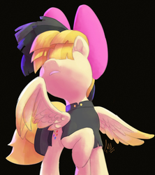 Size: 1000x1128 | Tagged: safe, artist:grissaecrim, songbird serenade, pegasus, pony, g4, my little pony: the movie, black background, clothes, female, mare, simple background, solo