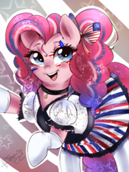 Size: 2344x3125 | Tagged: safe, artist:mrscurlystyles, pinkie pie, earth pony, pony, g4, 4th of july, american flag, american independence day, clothes, cute, diapinkes, female, high res, holiday, independence day, mare, skirt, smiling, solo, united states