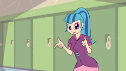 Size: 1280x720 | Tagged: safe, artist:kanashiipanda, sonata dusk, equestria girls, g4, animated, ass, butt, butt shake, chuunibyou demo koi ga shitai!, clothes, cute, dancing, female, frame by frame, human coloration, lockers, looking at you, miniskirt, perfect loop, ponytail, rikka's finger spin, shake it baby, skirt, skirt lift, solo, sonata donk, sound, thighs, twerking, under our spell, webm, youtube link