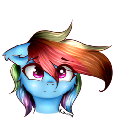 Size: 854x899 | Tagged: safe, artist:kourma, rainbow dash, pony, g4, bust, female, looking at you, mare, simple background, smiling, solo, transparent background