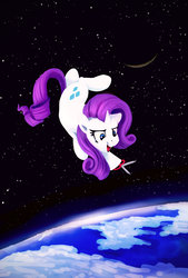 Size: 2961x4369 | Tagged: safe, artist:thefloatingtree, rarity, pony, unicorn, g4, earth, female, high res, mare, planet, scissors, solo, space, stars