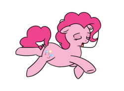 Size: 924x678 | Tagged: safe, artist:neuro, pinkie pie, earth pony, pony, g4, dock, eyes closed, female, mare, open mouth, pillow, simple background, sleeping, solo, tongue out, transparent background