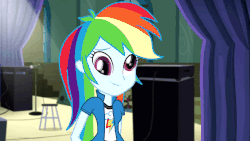 Size: 1920x1080 | Tagged: safe, artist:nixli2000, part of a set, rainbow dash, equestria girls, g4, animated, derp, eg groove, female, gif, part of a series, smiling, stage