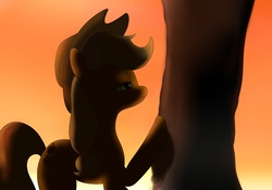 Size: 1098x768 | Tagged: safe, artist:fotasy, applejack, earth pony, pony, g4, cowboy hat, female, hat, mare, solo, stetson, tree