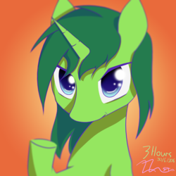 Size: 3000x3000 | Tagged: safe, artist:dranoellexa, oc, oc only, oc:petiole leaflet, pony, unicorn, bust, gradient background, high res, male, solo, stallion