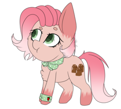 Size: 3329x3000 | Tagged: safe, artist:crazllana, oc, oc only, oc:strawberry bonbon, earth pony, pony, :t, chibi, female, high res, mare, simple background, solo, transparent background