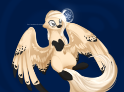 Size: 1024x762 | Tagged: safe, artist:php146, oc, oc only, oc:hikari, pegasus, pony, blue background, colored wings, colored wingtips, female, mare, simple background, solo