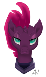 Size: 600x1000 | Tagged: dead source, safe, artist:afterman, tempest shadow, pony, unicorn, g4, my little pony: the movie, broken horn, bust, eye scar, female, head, horn, mare, scar, serious, simple background, solo, transparent background