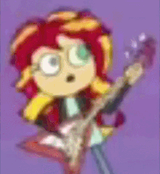 Size: 398x430 | Tagged: safe, screencap, sunset shimmer, dance magic, equestria girls, equestria girls specials, g4, animated, chibi, cropped, female, flying v, gif, guitar, imagine spot, musical instrument, reversed, solo, sunset shredder, zoomed in