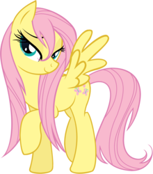 Size: 1406x1600 | Tagged: safe, artist:jerryakira79, fluttershy, pegasus, pony, g4, bedroom eyes, female, mare, simple background, solo, transparent background, vector, wet mane