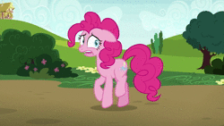 Size: 1920x1080 | Tagged: safe, screencap, pinkie pie, earth pony, pony, g4, rock solid friendship, animated, female, floppy ears, nervous, no sound, open mouth, shifty eyes, solo, sweat, trotting, trotting in place, webm