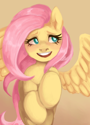 Size: 1300x1800 | Tagged: safe, artist:catseatingwatermelon, fluttershy, pony, g4, female, looking away, looking up, open mouth, smiling, solo, spread wings, wings