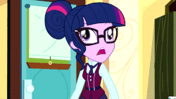 Size: 1920x1080 | Tagged: safe, artist:nixli2000, part of a set, twilight sparkle, equestria girls, g4, animated, clothes, derp, eg groove, female, gif, part of a series, school, school uniform