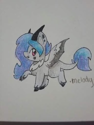 Size: 384x512 | Tagged: safe, artist:melodytheartpony, oc, oc only, oc:melody silver, pegasus, pony, art trade, big eyes, cute, female, filly, solo, tongue out, traditional art