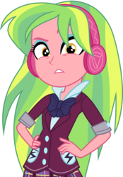 Size: 3001x4316 | Tagged: safe, artist:cloudy glow, lemon zest, equestria girls, g4, my little pony equestria girls: friendship games, clothes, crystal prep academy uniform, eyeshadow, female, hand on hip, headphones, high res, looking at you, makeup, school uniform, simple background, solo, transparent background, vector