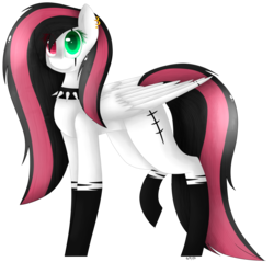 Size: 2817x2697 | Tagged: safe, artist:kawurin, oc, oc only, oc:emala jiss, pegasus, pony, choker, female, heterochromia, high res, mare, simple background, solo, spiked choker, transparent background