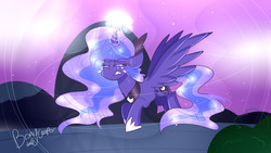 Size: 1920x1080 | Tagged: safe, artist:lynchristina, princess luna, alicorn, pony, g4, crying, female, solo, spread wings, wings