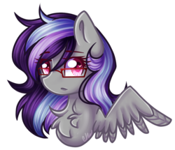 Size: 1003x864 | Tagged: safe, artist:sketchyhowl, oc, oc only, oc:sketchy howl, pony, bust, chest fluff, female, glasses, mare, portrait, simple background, solo, transparent background