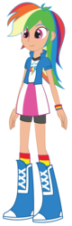 Size: 968x3029 | Tagged: safe, artist:redtriangle, rainbow dash, equestria girls, g4, boots, clothes, female, human coloration, shoes, simple background, skirt, socks, solo, striped socks, transparent background