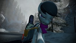 Size: 1920x1080 | Tagged: safe, artist:yago7, octavia melody, pony, g4, 3d, female, forest, gmod, octavia is not amused, road, snow, solo, unamused, winter
