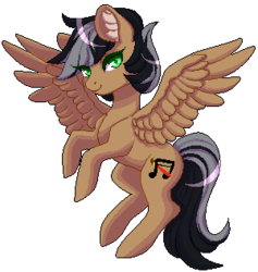 Size: 300x316 | Tagged: safe, artist:cabbage-arts, oc, oc only, oc:artsong, pegasus, pony, commission, commissioner:amazing-artsong, female, pegasus oc, pixel art, rearing, simple background, solo, spread wings, traditional art, transparent background, wings