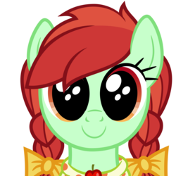 Size: 7000x7000 | Tagged: safe, artist:besttubahorse, candy apples, earth pony, pony, g4, absurd resolution, apple family member, bow, bust, cute, diacandies, female, looking at you, pigtails, simple background, solo, transparent background, vector