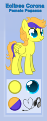 Size: 532x1354 | Tagged: safe, artist:toods, oc, oc only, oc:eclipse corona, pegasus, pony, commission, headphones, reference sheet, solo