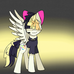 Size: 600x600 | Tagged: safe, artist:badgers5, songbird serenade, pegasus, pony, g4, my little pony: the movie, bow, female, headworn microphone, mare, sia (singer), solo