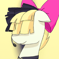 Size: 600x600 | Tagged: safe, artist:badgers5, songbird serenade, pony, g4, my little pony: the movie, bow, bust, female, headworn microphone, mare, sia (singer), simple background, solo