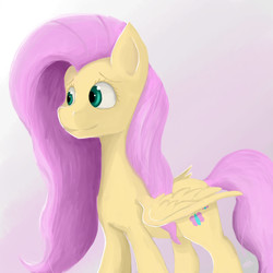 Size: 3000x3000 | Tagged: safe, artist:jojrdea00, fluttershy, pegasus, pony, g4, female, high res, looking away, looking sideways, mare, simple background, solo, standing