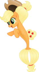 Size: 2653x4854 | Tagged: safe, artist:jhayarr23, applejack, seapony (g4), my little pony: the movie, absurd resolution, cowboy hat, female, freckles, hat, open mouth, seaponified, seapony applejack, simple background, solo, species swap, stetson, transparent background, vector