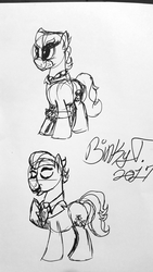 Size: 1836x3264 | Tagged: safe, artist:binkyt11, derpibooru exclusive, doctor caballeron, filthy rich, earth pony, pony, g4, male, monochrome, stallion, traditional art
